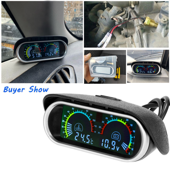 AD 2 in 1 LCD Car Water Temp Gauge Water Temperature Sensor 10mm Meter ...