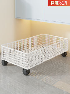 Bathroom Organizer Rack Iron Material Simple Style with Wheels for Toiletries Laundry Detergent Dirty Clothes Basket