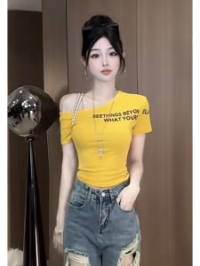 Áo Thun Tay Ngắn Mùa Hè in Chữ Thời Trang Đa Năng Thon Gọn Phong Cách Hàn Quốc Thiết Kế Ngắn Thời Trang