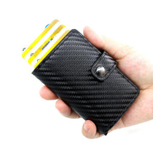 Antitheft Smart Credit Card Holder Purse Lock Thin Mini Leather Wallets