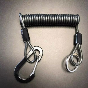 Lost Rope 1.2m/2m Elastic Roll Key Hanging Rope Steel Wire Spring Rope Fishing Roll Hanging Rope Fishing Hanging Rope