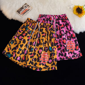 Leopard Print Shorts Mens Summer American High Street Fashion Brand Dopamine Wear Beach Pants Street Hip-Hop Sports Shorts