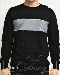 Sweater Casual Outdoor Polos Bahan Kain Fleece Warna Navy Blue Kombinasi Abu-Abu Muda