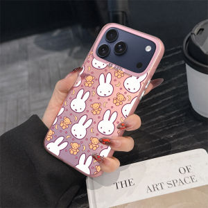Miffy | Cartoon Cute M-Miffy E Phone Case For iPhone 11 12 13 14 15 16 17 E Pro Max Plus Mini Electroplated Silver IMD Laser Pink Cover