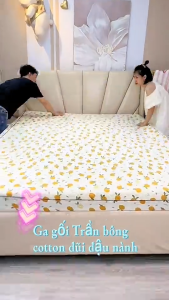 Bộ Ga Trải Giường Vỏ Gối Trần Bông Cotton Đũi Xơ Đậu Nành Hữu Cơ Cao Cấp Mềm Mại Thấm Hút Tốt