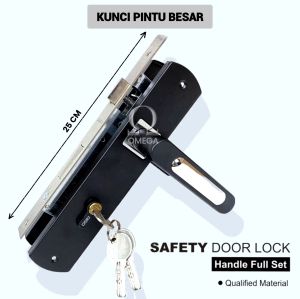 Handle set kunci pintu besar 25 cm black series