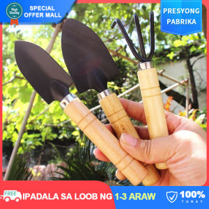 【Utility】3Pcs Gardening Tools Set Metal Iron Shovels Rake with Wood Handle Easy Digging Planting Transplanting Loosening Soil for Home Office Potted Plants Gardening Equipment Kit