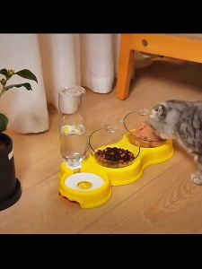 ราคาช่วยเหลือ - ชามอาหารและน้ำสัตว์เลี้ยง ชามแมว 2 หลุม ชามสูง 2 หลุม ชามแมว และ สูง ชามให้อาหารและน้ำ พร้อมส่ง