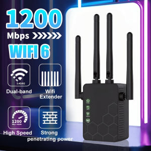 WiFi Extender 4 Antennas Signal Booster Dual Band Wireless Repeater 1200Mbps Access Point Ethernet Port For Home Office