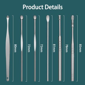 Bộ 6 dụng cụ lấy ráy tai có chất liệu thép không gỉ kèm hộp đựng gắn móc khóa - INTL