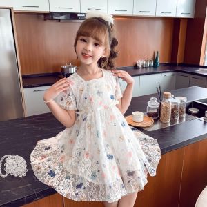 [PRINCESS KESLI] 1-11 Tahun Dress Brukat Butterfly Gaun Anak Perempuan Sifon Katun Kids Cewek Princess