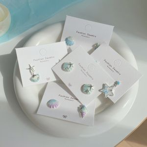 Elegant Ocean Shell Zirconia Earrings Womens Fashion Jewelry Stylish Personality Delicate Beautiful Alloy Ear Jewelry