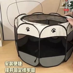Luka😊พร้อมส่ง💯 คอกสัตว์เลี้ยง 8 เหลี่ยม คอกหมา คอกแมว คอกแมวพับได้ กรงแมว คอกกั้นหมา คอกสัตว์ คอกสุนัขพกพา ที่นอนแมว คอกสัตว์เลี้ยงพับได้ คอกหมาพับได้