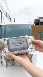 (Chính hãng Hanky) Thùng 10 Gói Khăn Ướt HANKY Premium 100 Tờ Vải Bi Không Cồn An Toàn Cao Cấp
