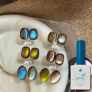 Bộ Sơn Móng Tay Gel Mắt Mèo Màu Xanh Lá Cây Xanh Dương Mùa Thu 12ML Màu Nâu Đế Hạt Thủy Tinh 1-4 Món Dụng Cụ Trang Trí Móng Tay