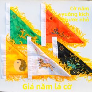 Quạt Cờ Đạo Gia Hai Mặt Quạt Cờ Đạo Gia Quạt Cờ Năm Màu Quạt Cờ Năm Rồng Quạt Cờ Năm Hướng Quạt Cờ Bốn Thú Tam Giác