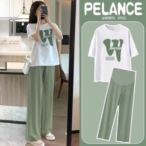 Bộ Đồ Bầu Không Tay Mùa Hè Cổ Tròn Rộng Rãi Che Bụng Thon Gọn Tay Ngắn Thời Trang Cho Phụ Nữ Mang Thai