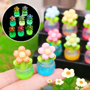 【On Sale】5Pcs Simulated Flower Resin Luminous Ornaments Creative Fake Flowers Artificial Flower Pot Home Decor