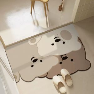 Cartoon Bathroom Absorbent Mat Quick Dry Non-Slip Pad Toilet Washroom No-Wash Foot Pad Cuttable Entrance Dirt Resistant
