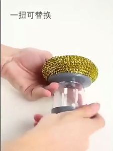 FinDee ฝอยขัดหม้อสแตนเลส ขัดกะทะ ที่จับสามารถใส่น้ำยาล้างจานได้ Dishwashing brush สปอตสินค้า Maygo