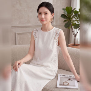 DANTING | Elegant White Lace Sleeveless Maxi Dress