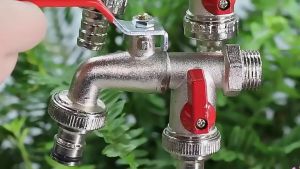 2 ออก ก๊อกน้ำคู่วาล์ว วางลึก บอลวาล์ว โลหะผสม สีสวย สังกะ อุปกรณ์สวน