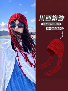 Warm Knitted Tassel Hat Scarf Combo for Women Travel Essential Autumn Winter Fashion Small Face Effect Soft Comfortable Material
