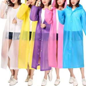 Jas Hujan Dewasa Viral Model Hoodie Bahan EVA Anti Air Mantel Hujan Korea Semi Transparan Jubah Terusan