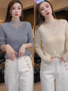 French Elegant Knitted Sweater Womens Autumn Winter New Hot Drill Inner Wear Base Shirt Top High Quality Long Sleeve Crew Neck