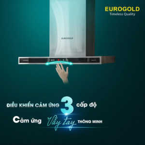 Máy hút mùi Eurogold EUH05070WH bo viền thiết kế kính hiện đại điều khiển cảm ứng kết hợp vẫy tay