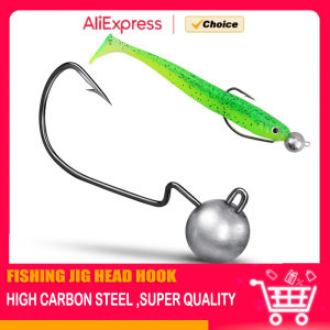 5Pcs 3.5g 5g 7g 10g 14g Fishing jig hook head with offset hook Round head hook high carbon steel narrow belly fishing hook