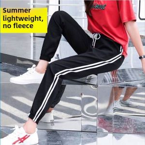 Pink Fleece Lined Straight Leg Casual Pants Womens Autumn Winter Loose Fit Comfortable Sweatpants High Waist Long Trousers