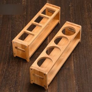 Kitchen Helper Bamboo Wood Shelf Condiment Wooden Rack Round Square Wooden Oil Bottle Rack Oil Bottle Seasoning Can Storage Rack