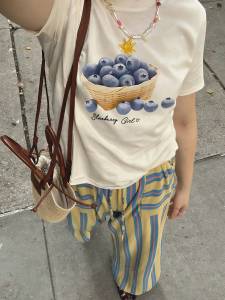 New Blueberry Graphic Tops Short Sleeve Women Tshirt Round Neck Cotton T-Shirt Casual Fashion Tees Female Clothing Oversize