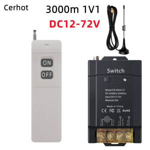 Điều Khiển Từ Xa Không Dây Cerhot 30A Cho Ô Tô Xe Máy - 12V 24V 48V 72V Sửa Đổi Mạch Điện Điều Khiển Bơm Nước Đèn