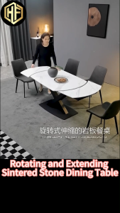 👍【Ready Stock】Swivel Extension Dining Table CZ008(Free Delivery&Install) Rectangular Sintered Stone Dining Table