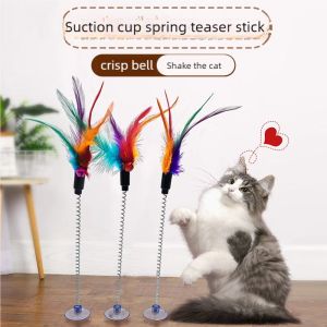 Cat Interactive Toy With Sucker Spring Feather Plush Funny Kitten Pet Toy Random Color Interactive Cats Toys Cat Toy