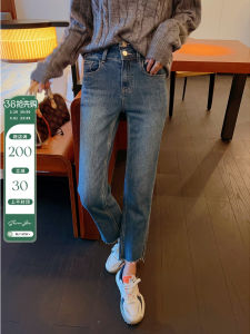 High Waist Slim Fit Nine Points Jeans Straight Leg Design Sensation Summer New Style Cotton Elastic Fabric for Young Women