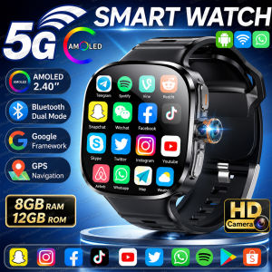 GUHUAVMI | 2026 New 4G 5G SIM Card Smart Watch Men 8GB+128GB 2.4" AMOLED Screen GPS WiFi Video Call Social App Download Android Smartwatch