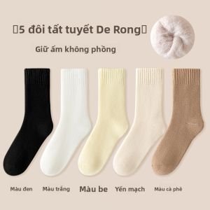 Tất len dài MiiOW lót lông dày giữ ấm cho nữ