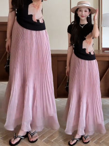MEITESIJIAONU | Gentle Korean Style Pink Tulle Midi Skirt