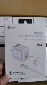 V2S VS-2505Q 5.4A 18W Charger Suit Dual USB QC3.0 Quick Charger With Charging Cable