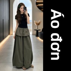 Karrar betsey | Bộ Quần Áo Mới Thời Trang Phong Cách Hàn Quốc Cao Cấp Mùa Hè Áo Thun Đen và Quần Ống Rộng