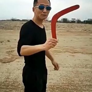 V Shaped Boomerang Flying Disc Wooden Kangaroo Pattern Throw Catch Outdoor Game