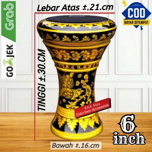 Dumbuk Anak Atau Darbuka Kayu Mini 6 inch Gold Hitam Power Beat