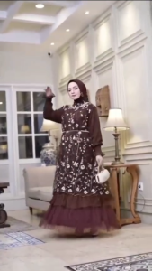 COD Aira Dress Tille Bordir Bunga Dress Wanita Terbaru 2025 Kekinian Dress Brokat Untuk Kondangan