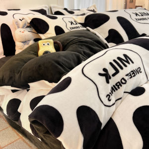 Thickened Fleece Coral Velvet Duvet Cover Single Piece Double-Sided Milk Velvet Bedding Set Three Pieces Bed Canopy for Men