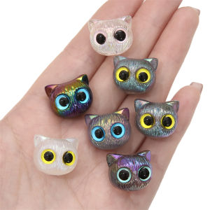 Cartoon Big Eye Cat Acrylic Beads 3D Cat Head Loose Spacer Beads DIY Handmade Bracelet Jewelry Making Accessories