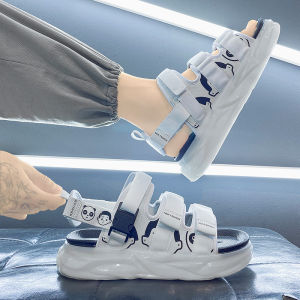 Sports Sandals for Men Summer 2024 New Style Middle School Students Large Children Sandals Teenage Boys Beach Shoes Wear Resistant Magic Tape Closure Solid Color Korean Style Thick Bottom Rubber Sole