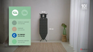 Brabantia โต๊ะรีดผ้าแบบยืนรีด บราบันเทีย ขนาดหน้ากว้าง 45ซม. ความยาว 124ซม Ironing Board C 124x45 cm Solid Steam Iron Rest  Black Frame
